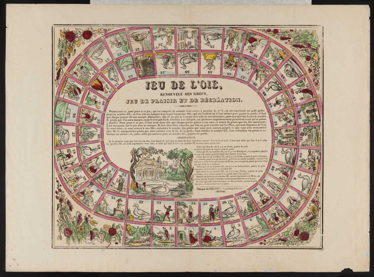 estampe JEU DE L'OIE,  RENOUVELE DES GRECS,  JEU DE PLAISIR ET DE RECREATION. 1953.86.4399 Photo
