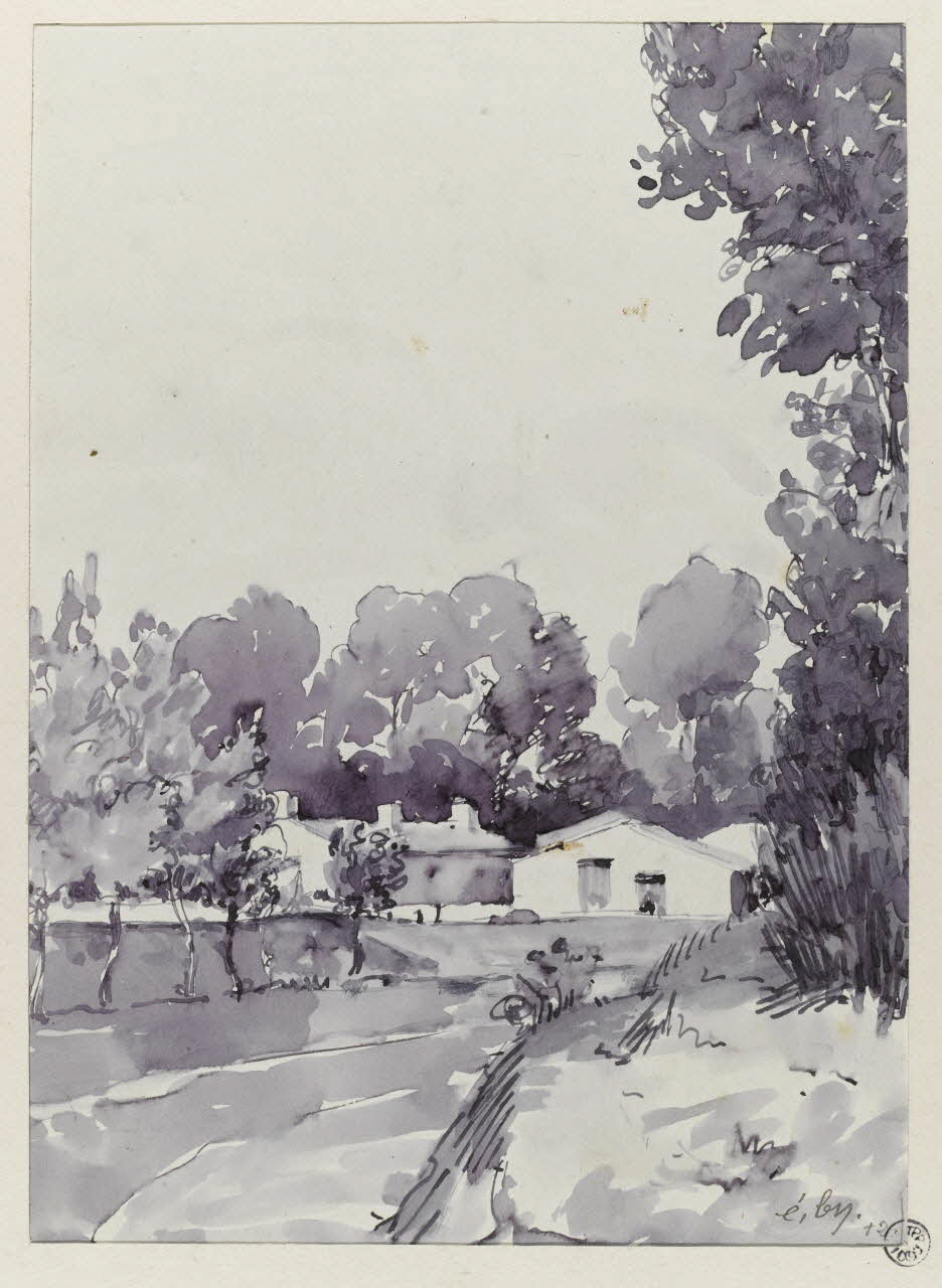 Emile Boutin dessin Ferme à Sion de St-Hilaire-de-Riez, chemin de la Baleine. Riez 85 1912 1942.2.35 Photo RMN-Grand Palais (Mucem)/ Franck Raux