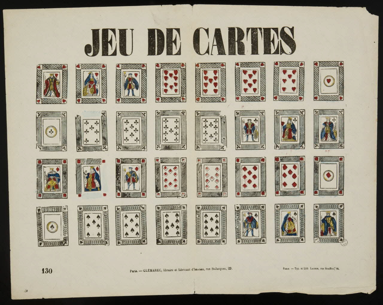 François Lacour ; Charles-Eugène Glémarec à compartiments (8x4) JEU DE CARTES Paris 1858-1860 1953.86.4400 Photo