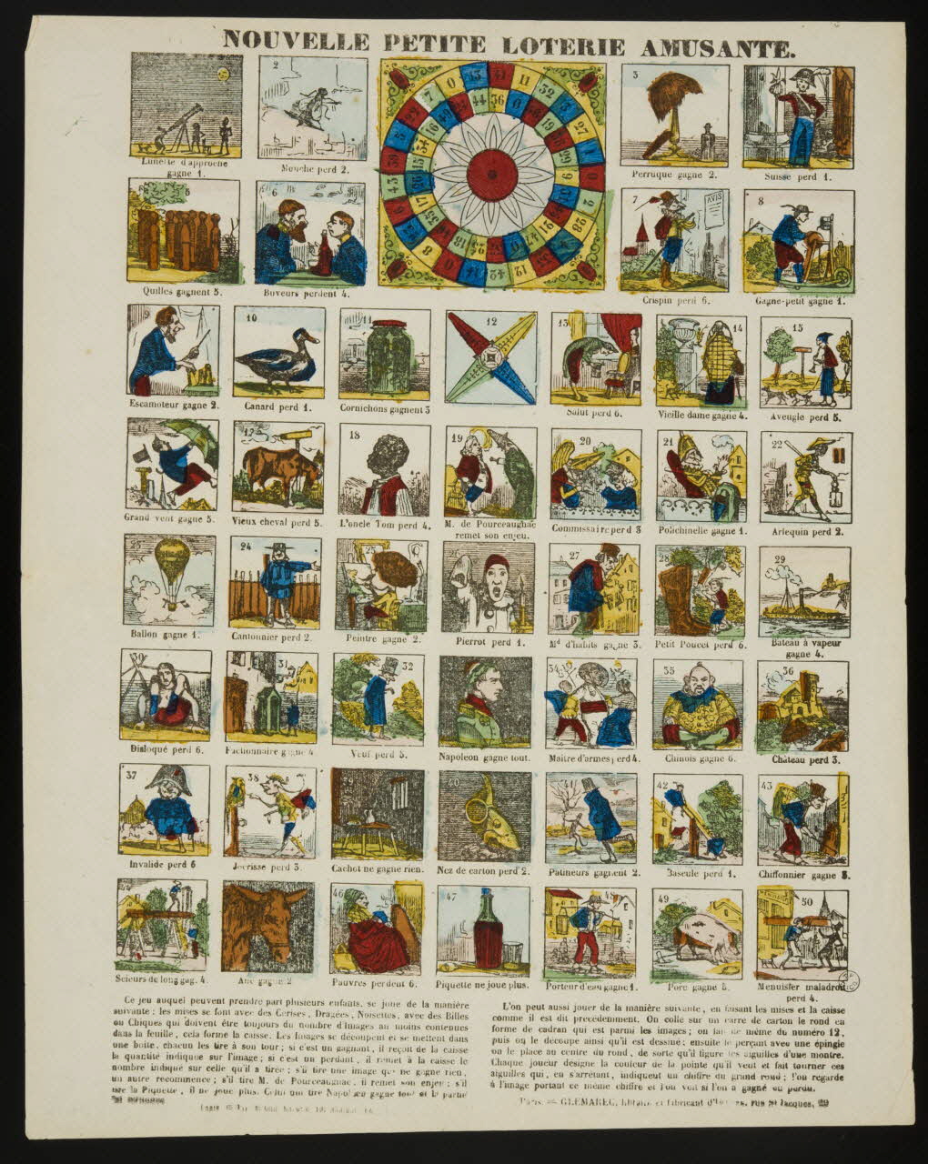 Charles-Eugène Glémarec jeu NOUVELLE PETITE LOTERIE AMUSANTE. Paris 1858-1860 1953.86.4401 Photo