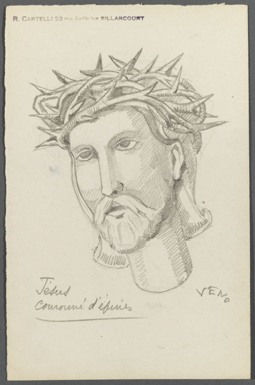 Veno ensemble (2) dessin double face Jésus  couronné d'épines 1947 1986.28.43.5 Photo RMN-Grand Palais (Mucem)