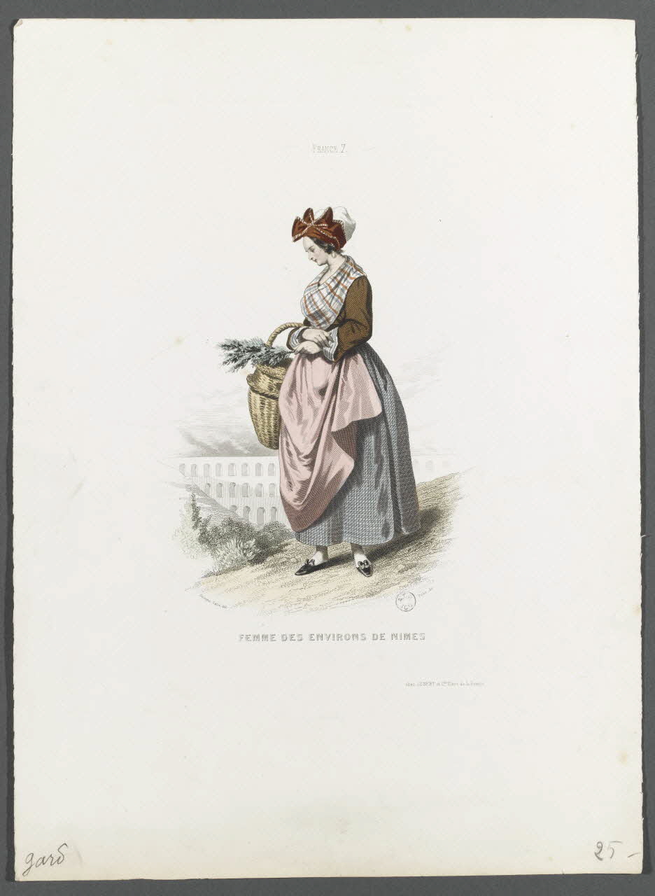 Pierre-Antoine Pelée ; François Claudius Compte-Calix ; Aubert et Cie estampe FEMME DES ENVIRONS DE NIMES Paris 1845-1855 1944.2.104 Photo RMN-Grand Palais (Mucem)