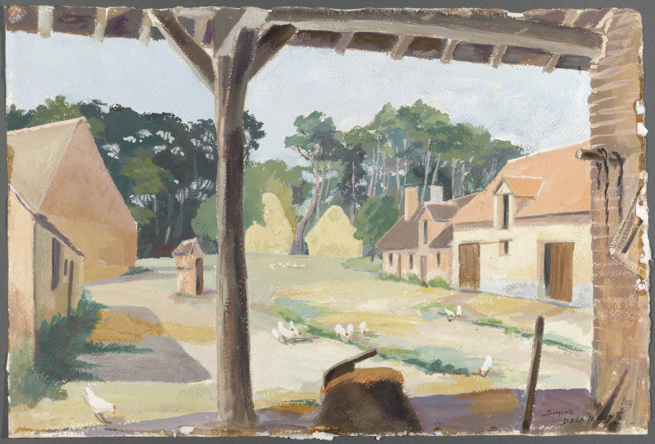 Delaisement Simone dessin Cour de la ferme les Basses-Brosses à Vouzon (Loir-et-Cher) 1944 1945.5.1 Photo RMN-Grand Palais (Mucem)