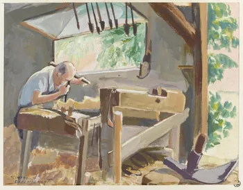 Delaisement Simone dessin Sabotier au travail à Vouzon 1944 1945.5.11  Photo RMN-Grand Palais (Mucem)