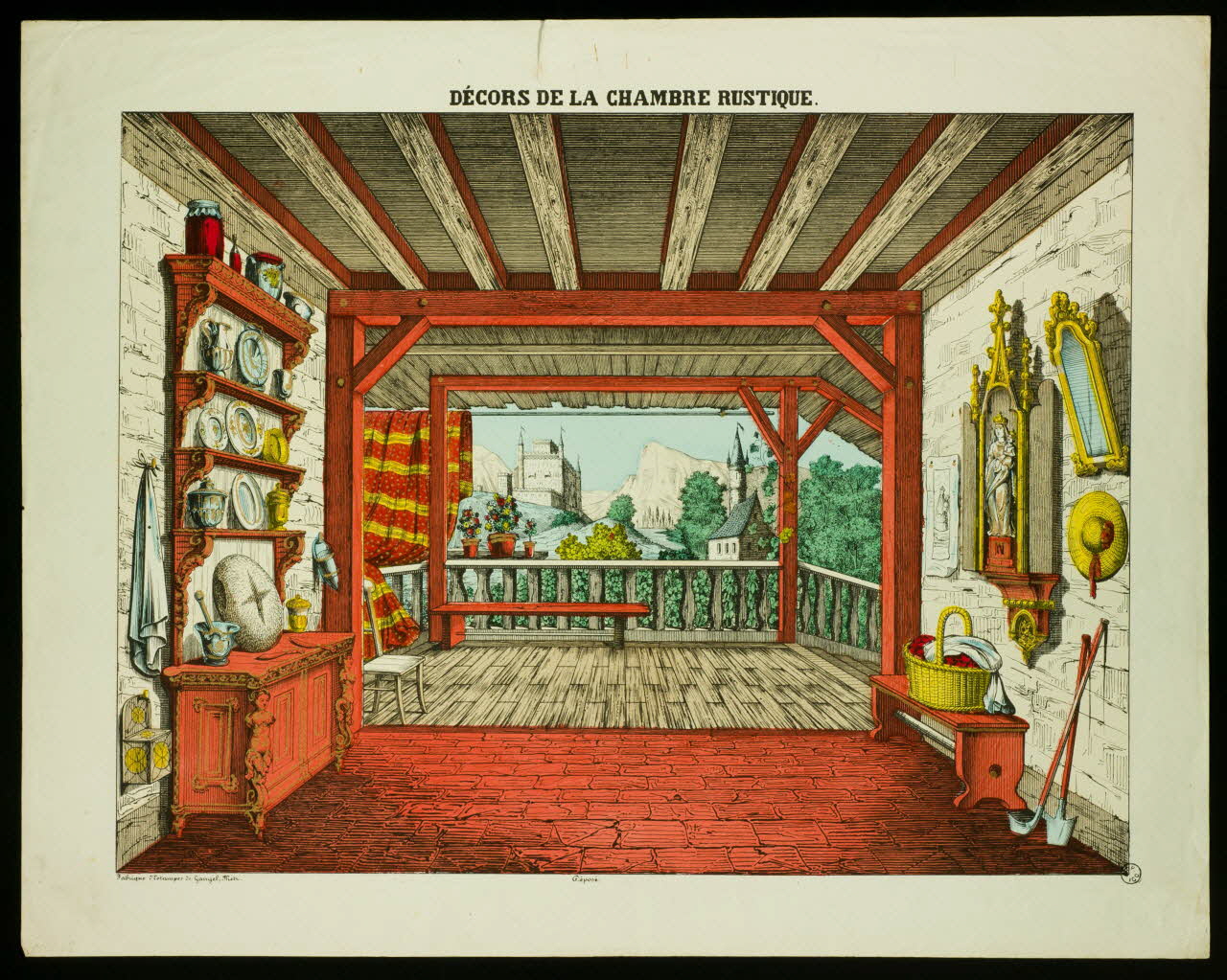 Charles Nicolas Gangel estampe DECORS DE LA CHAMBRE RUSTIQUE. Metz 1852-1858 1953.86.4483 Photo