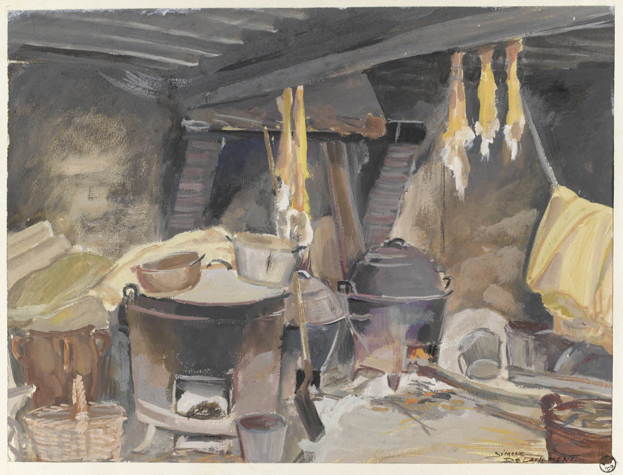 Delaisement Simone dessin Fournil à la Baschardière à Vouzon 1944 1945.5.9 Photo RMN-Grand Palais (Mucem)