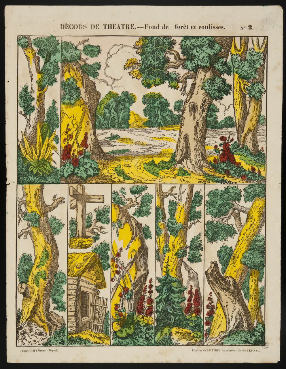 estampe DECORS DE THEATRE.- Fond de forêt et coulisses. 1953.86.4497 Photo