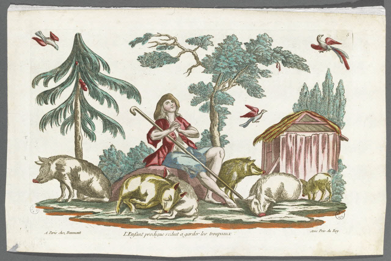 estampe L'Enfant prodigue réduit à garder les troupeaux. 1948.18.93 Photo RMN-Grand Palais (Mucem)