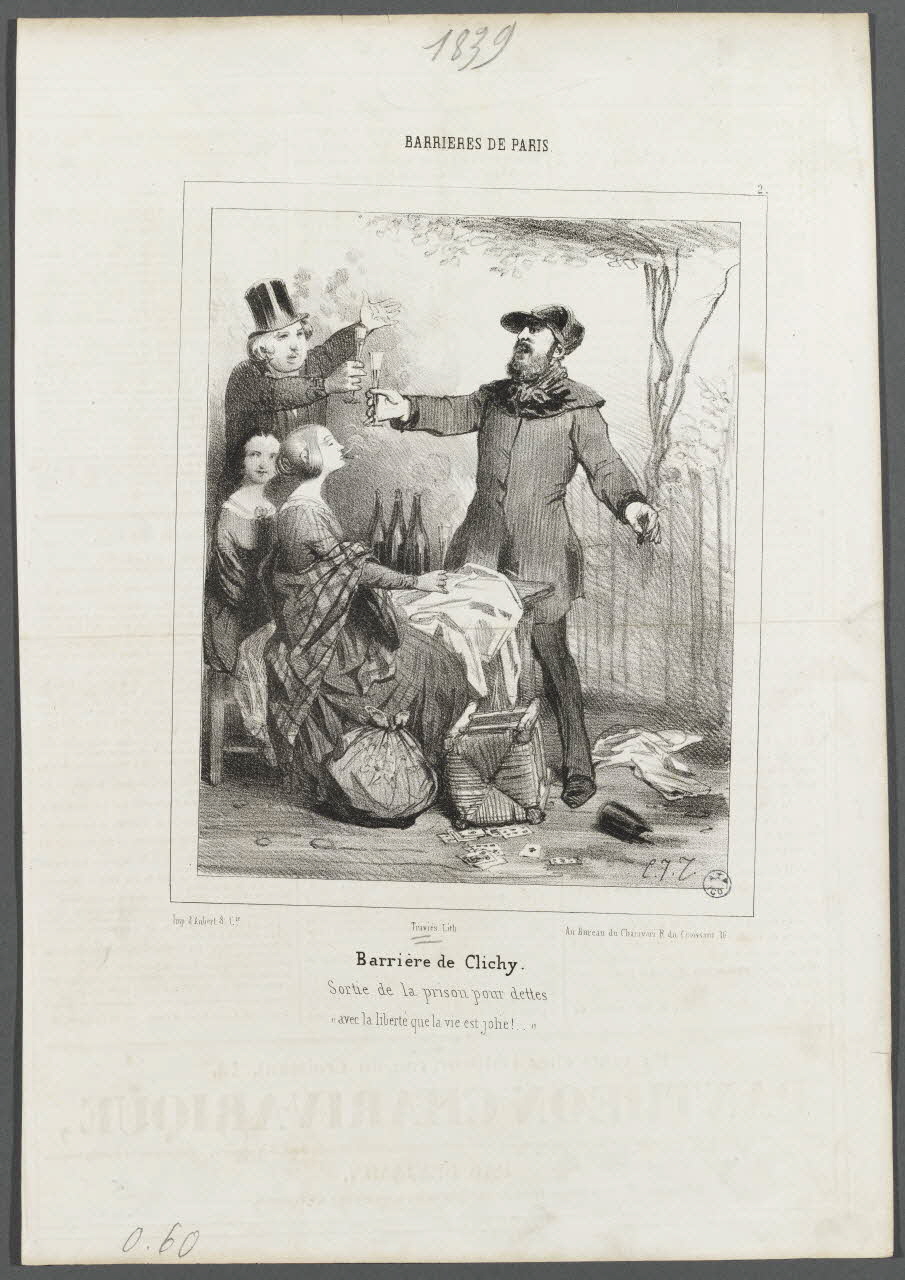 Decaux Ch. ; Aubert et Cie illustration BARRIERES DE PARIS.  Barrière de Clichy. 1839 1950.9.97 Photo RMN-Grand Palais (Mucem)