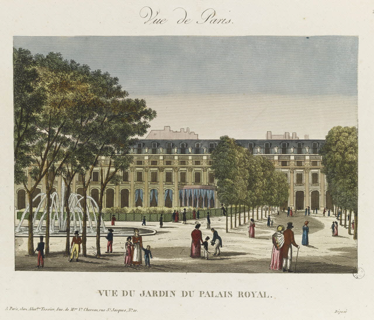 estampe VUE DU JARDIN DU PALAIS ROYAL. 1952.39.215 Photo RMN-Grand Palais (Mucem)