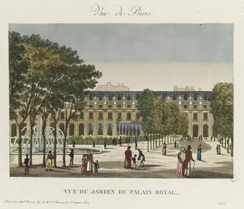 estampe VUE DU JARDIN DU PALAIS ROYAL. 1952.39.215 Photo RMN-Grand Palais (Mucem)
