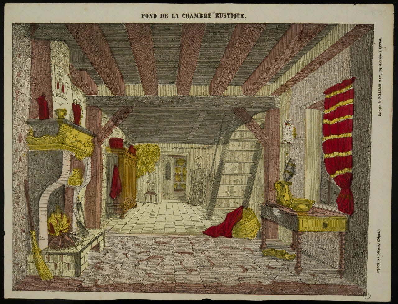 estampe FOND DE CHAMBRE RUSTIQUE. 1953.86.4513 Photo