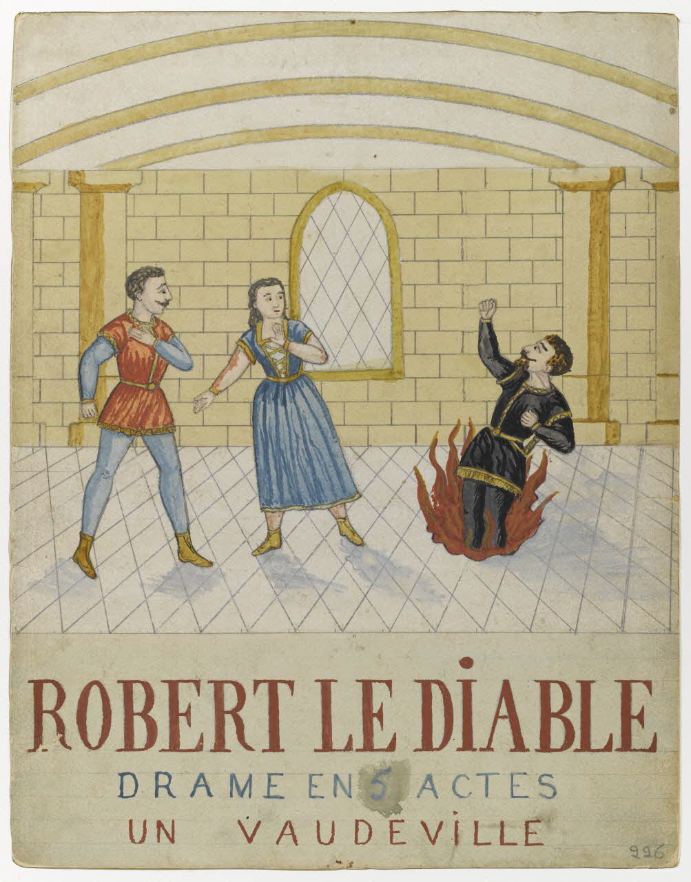 affiche de théâtre de marionnettes ROBERT LE DIABLE  DRAME EN 5 ACTES  UN VAUDEVILLE 1952.38.65 Photo RMN-Grand Palais (Mucem)