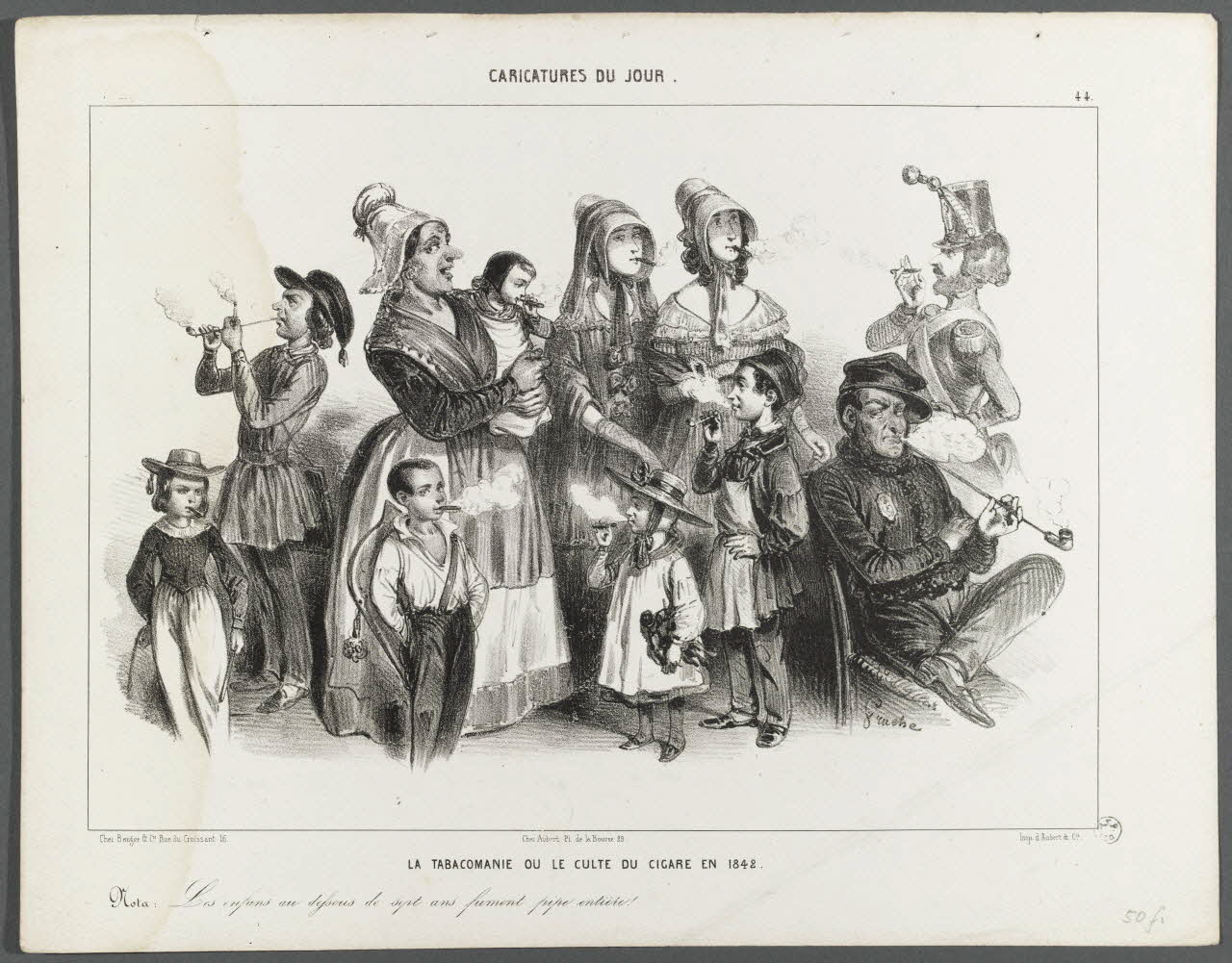 Aubert estampe LA TABACOMANIE OU LE CULTE DU CIGARE EN 1842. 1842 1960.147.112 Photo RMN-Grand Palais (Mucem)