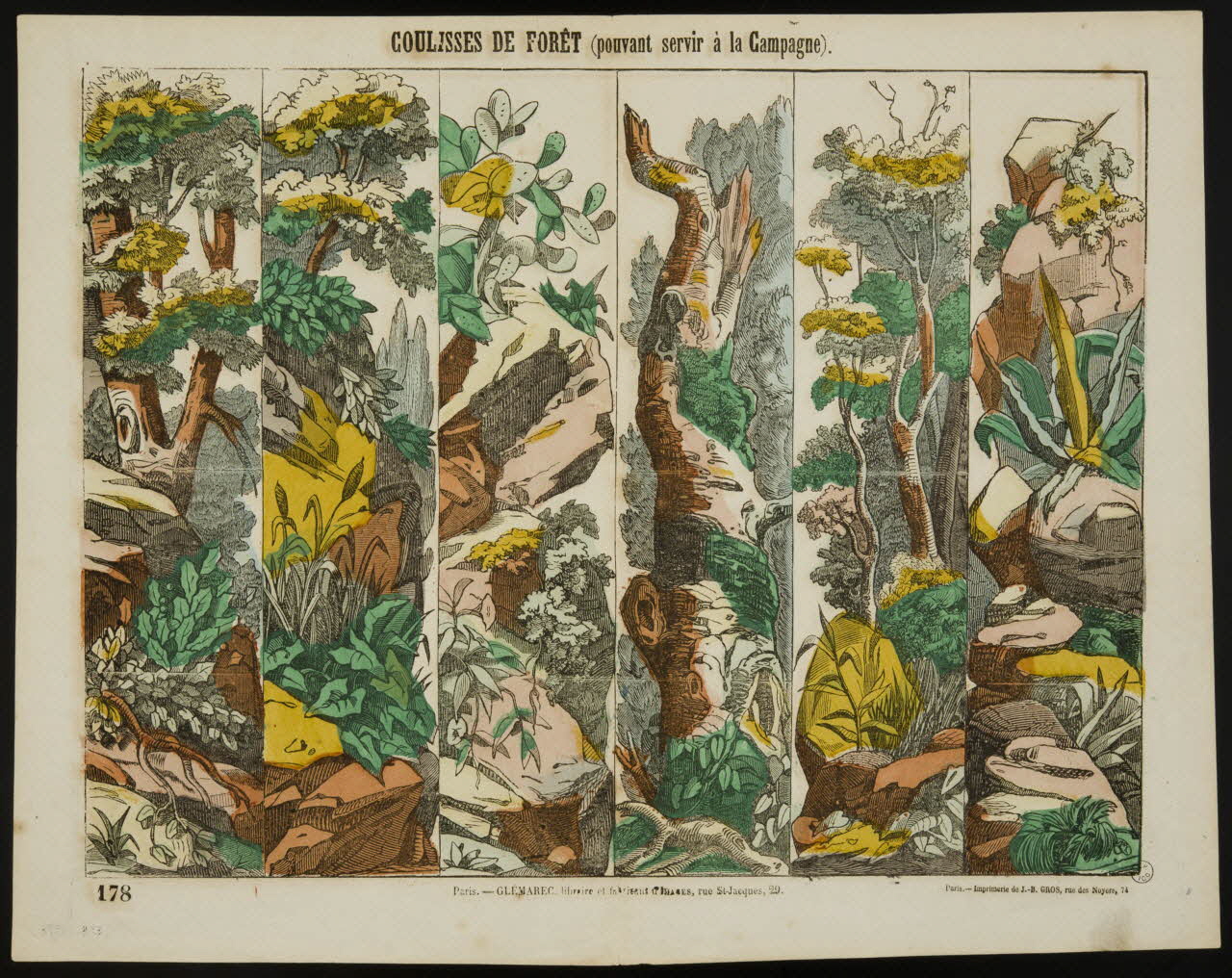 Charles-Eugène Glémarec ; Jean-Baptiste Gros à compartiments (6) COULISSES DE FORET (pouvant servir à la Campagne). Paris 1858-1860 1953.86.4578 Photo