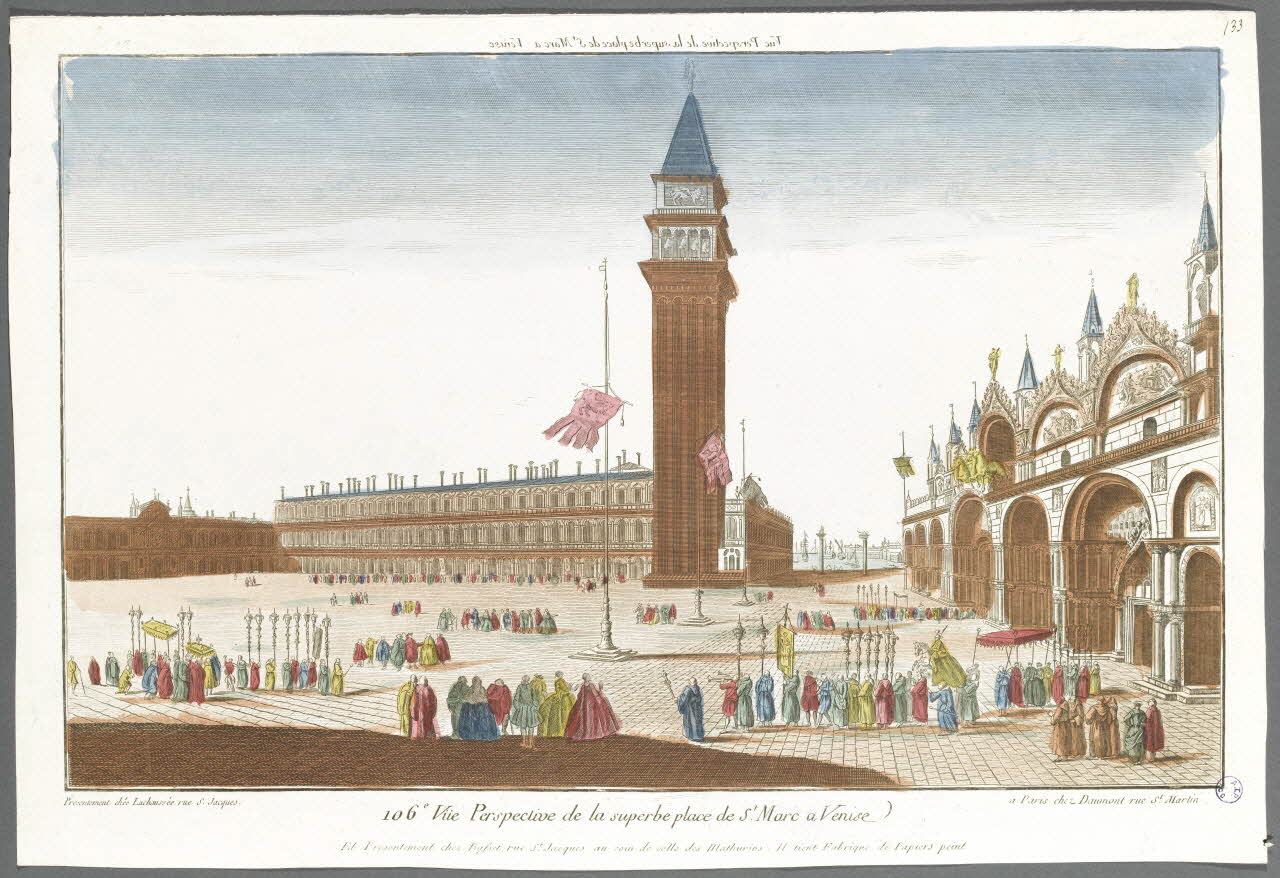 Daumont Jean-François ; Lachaussée Laurent-Pierre (éditeur, imagerie ancienne 106e Vüe Perspective de la superbe place de St. Marc a Venise Paris 1735-1767 1982.3.160 Photo RMN-Grand Palais (Mucem)