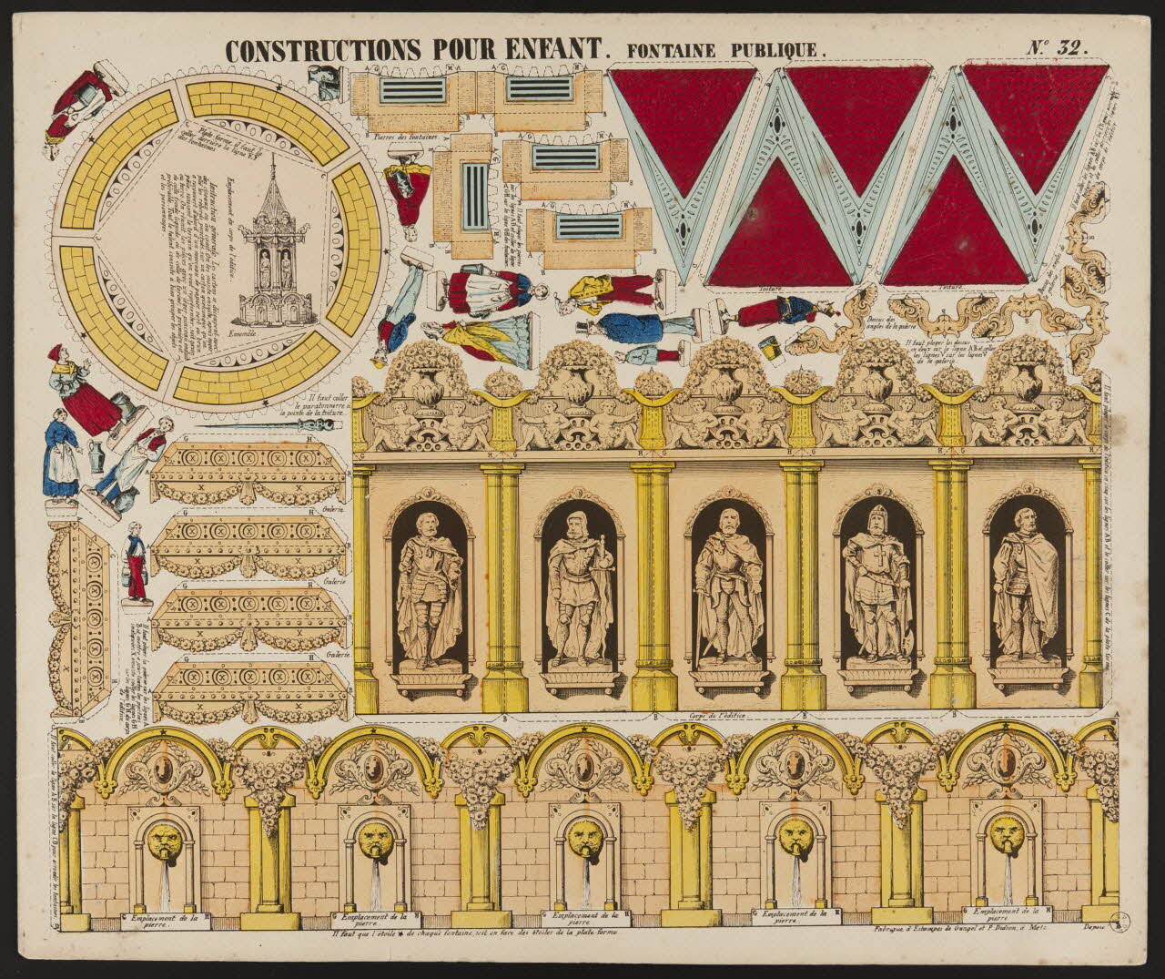 Gangel et Didion estampe CONSTUCTIONS POUR ENFANT. FONTAINE PUBLIQUE. Metz 1858-1868 1953.86.4593 Photo