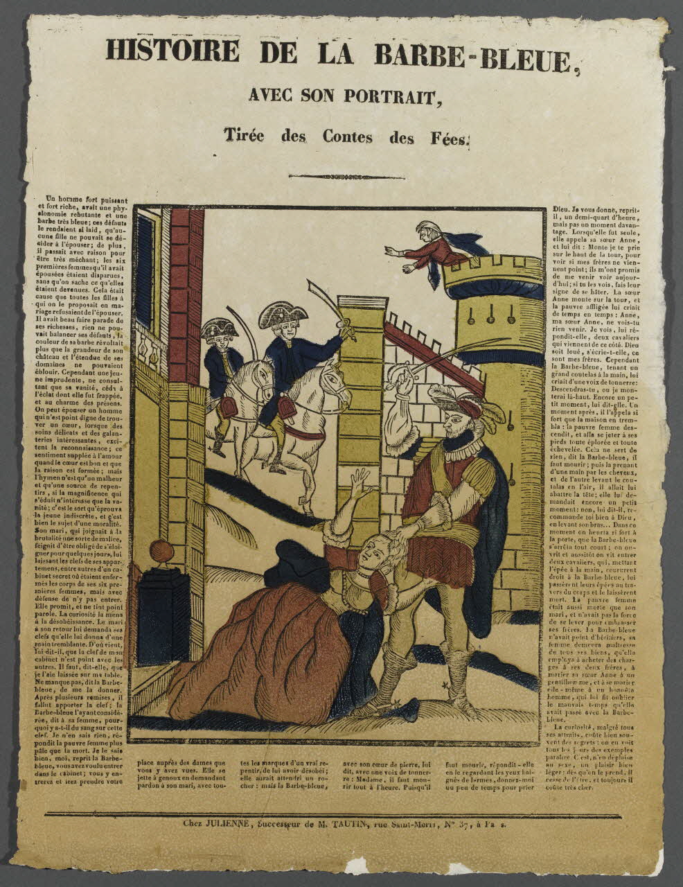 Julienne imagerie ancienne HISTOIRE DE LA BARBE-BLEUE,  AVEC SON PORTRAIT,  Tirée des Contes des Fées. Paris 1830-1835 1995.14.75 Photo RMN-Grand Palais (Mucem)