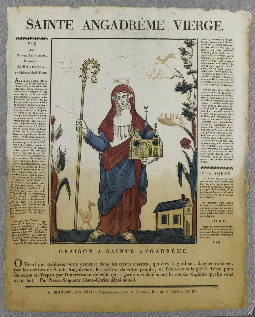 Lucien-Côme Diot imagerie ancienne SAINTE ANGADREME VIERGE. Beauvais 1802-1823 1995.14.47 Photo RMN-Grand Palais (Mucem)