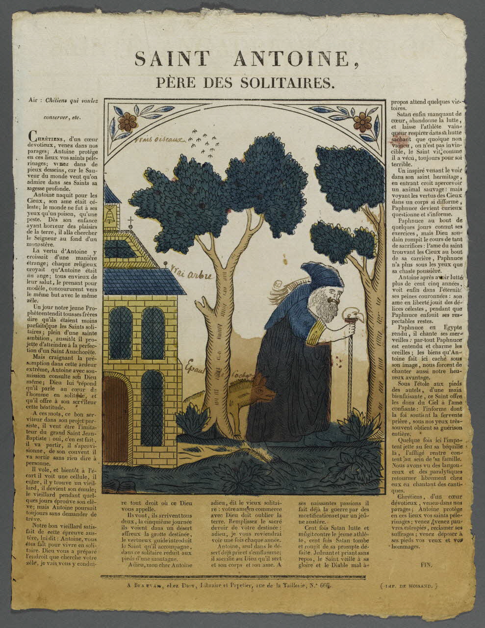Moisand Antoine ; Lucien-Côme Diot imagerie ancienne SAINT ANTOINE,  PERE DES SOLITAIRES. Beauvais 1823-1826 1995.14.48 Photo RMN-Grand Palais (Mucem)