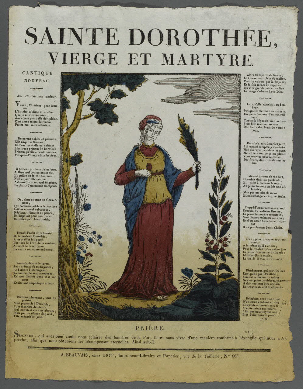 Lucien-Côme Diot imagerie ancienne SAINTE DOROTHEE,  VIERGE ET MARTYRE. Beauvais 1802-1823 1995.14.51 Photo RMN-Grand Palais (Mucem)