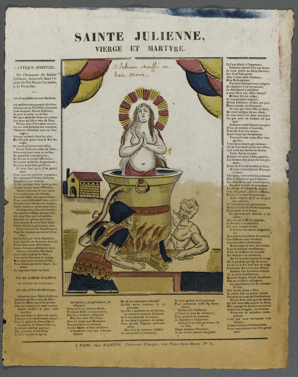 Julienne imagerie ancienne SAINTE JULIENNE,  VIERGE ET MARTYRE. Paris 1830-1835 1995.14.57 Photo RMN-Grand Palais (Mucem)