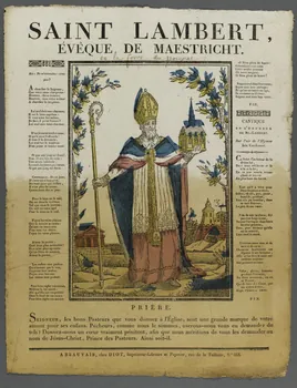 Daret fils ; Lucien-Côme Diot imagerie ancienne SAINT LAMBERT,  EVÊQUE DE MAESTRICHT. Beauvais 1802-1823 1995.14.59 Photo RMN-Grand Palais (Mucem)