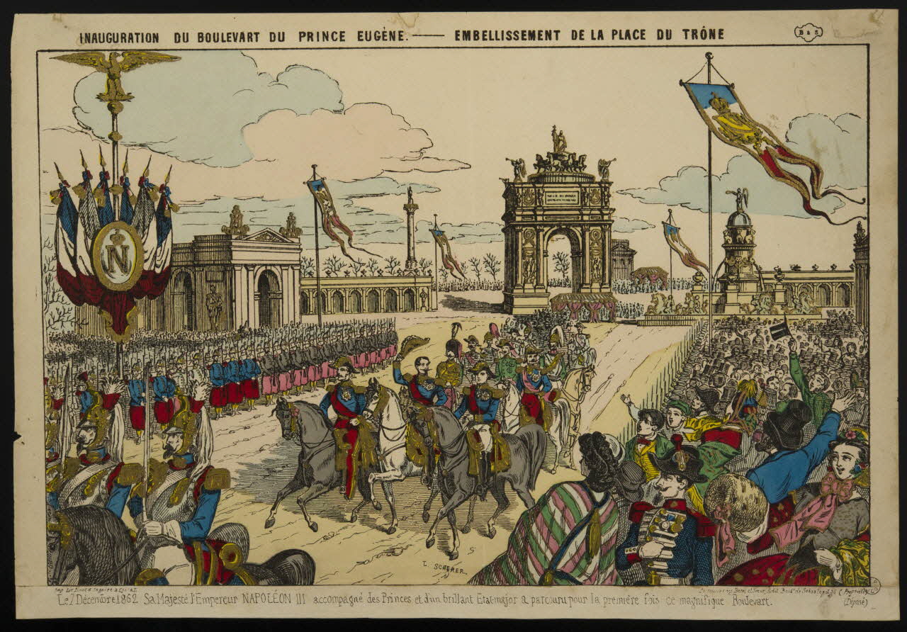 estampe INAUGURATION DU BOULEVART DU PRINCE EUGENE. - EMBELLISSEMENT DE LA PLACE DU TRÔNE. 1953.86.4652 Photo