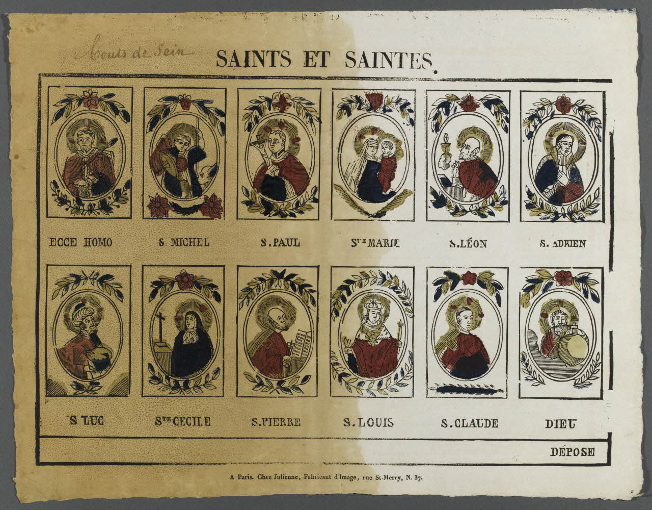 Julienne imagerie ancienne SAINTS ET SAINTES. Paris 1830-1835 1995.14.60 Photo RMN-Grand Palais (Mucem)