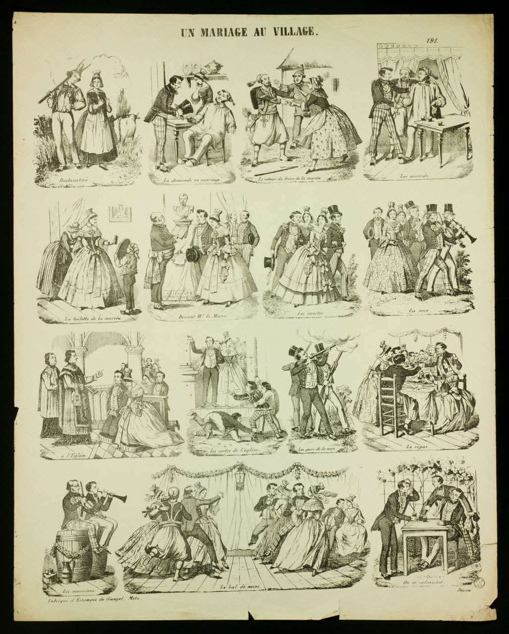 Charles Nicolas Gangel estampe UN MARIAGE AU VILLAGE. Metz 1852-1858 1953.86.4661 Photo