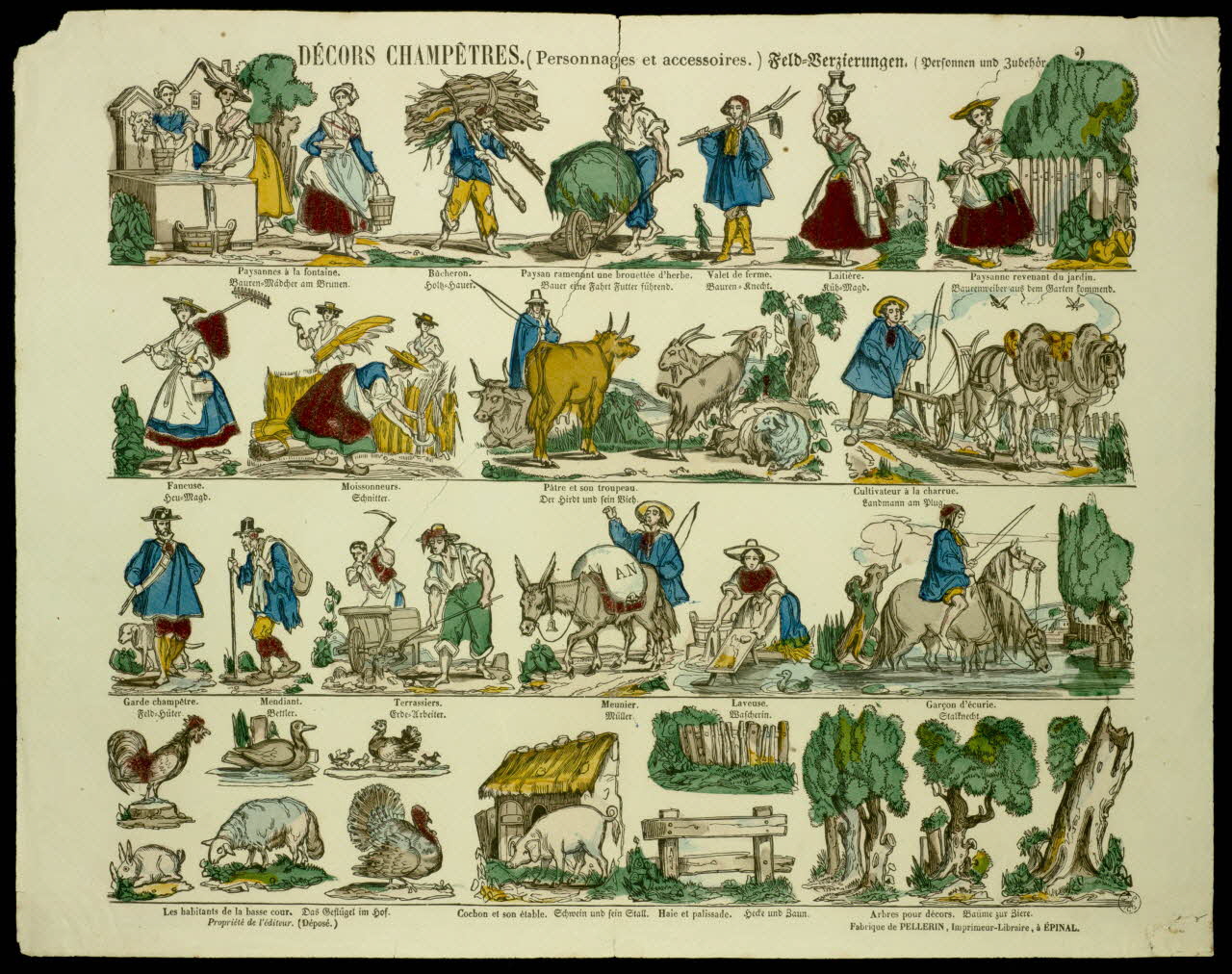estampe DECORS CHAMPETRES. (Personnages et accessoires.) 1953.86.4669 Photo
