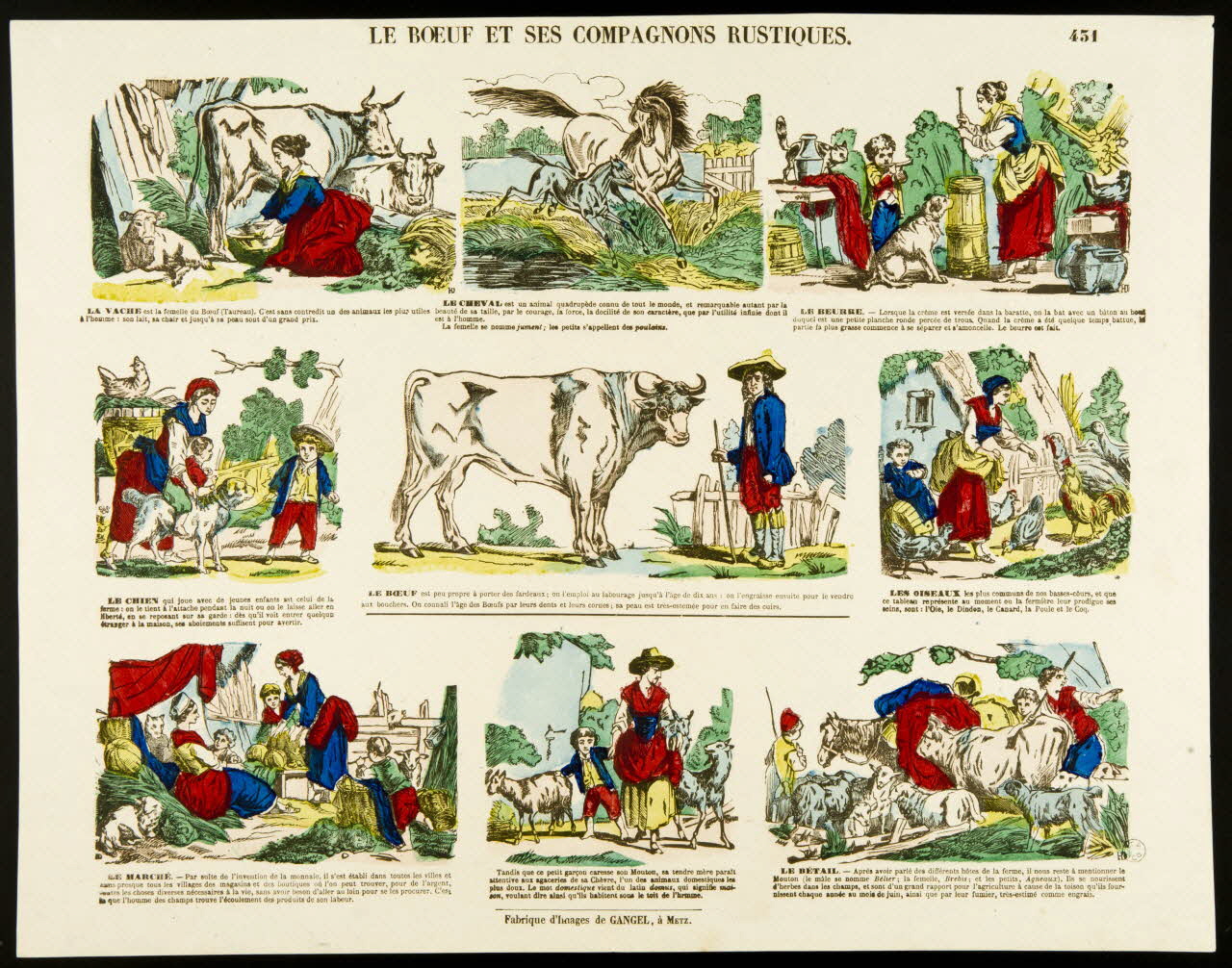 Charles Nicolas Gangel estampe LE BOEUF ET SES COMPAGNONS RUSTIQUES. Metz 1852-1858 1953.86.4678 Photo