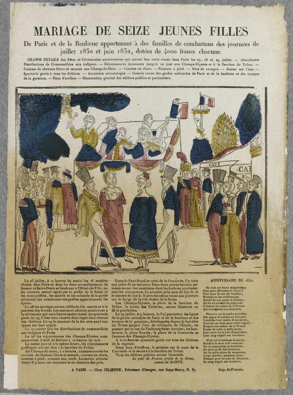 Poussin ; Julienne estampe MARIAGE DE SEIZE JEUNES FILLES Paris 1832-1835 1995.14.76 Photo RMN-Grand Palais (Mucem)