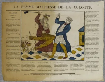 Moisand Antoine ; Frédéric Dupont-Diot imagerie ancienne LA FEMME MAITRESSE DE LA CULOTTE. Beauvais 1826-1829 1995.14.77.1 Photo RMN-Grand Palais (Mucem)