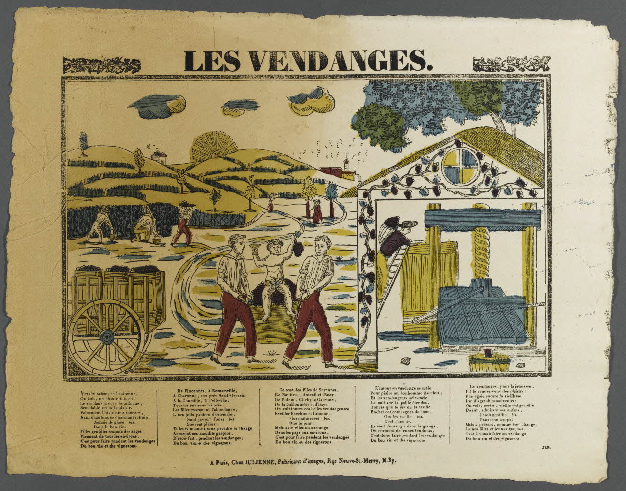 Plet? ; Julienne imagerie ancienne LES VENDANGES. Paris 1830-1835 1995.14.74 Photo RMN-Grand Palais (Mucem)