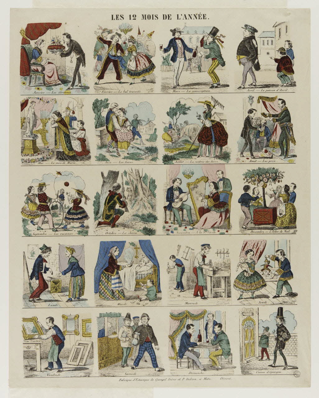 Gangel et Didion estampe LES 12 MOIS DE L'ANNEE. Metz 1858-1868 1953.86.4733 Photo