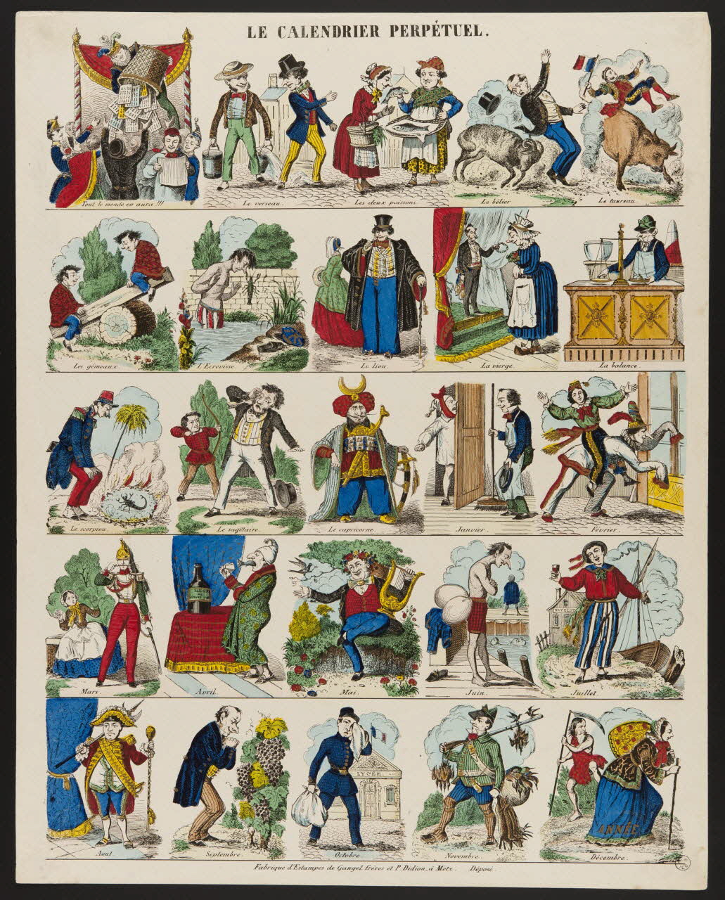 Gangel et Didion estampe LE CALENDRIER PERPETUEL. Metz 1858-1868 1953.86.4734 Photo