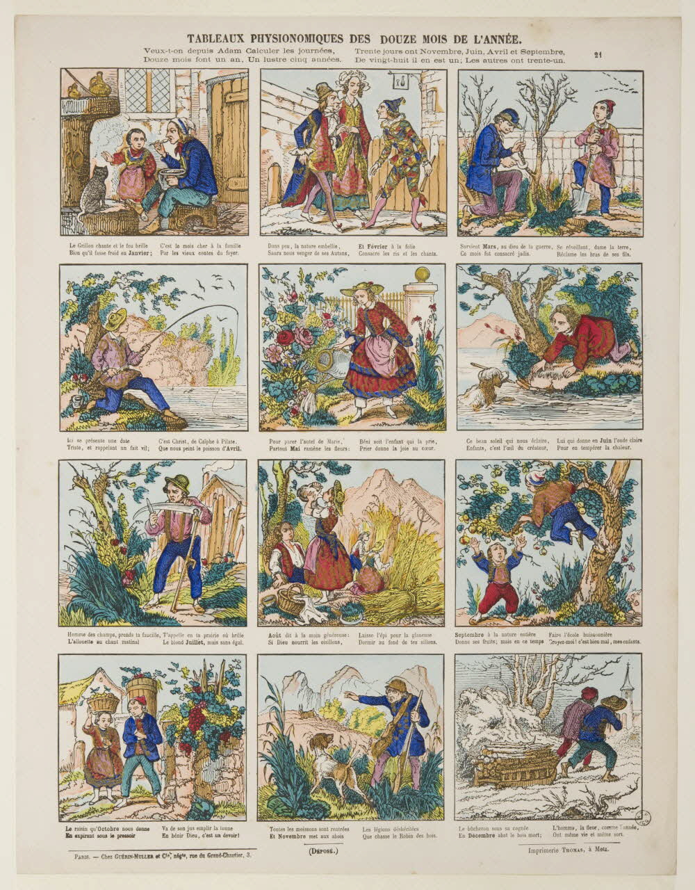 estampe TABLEAUX PHYSIONOMIQUES DES DOUZE MOIS DE L'ANNEE. 1953.86.4736 Photo