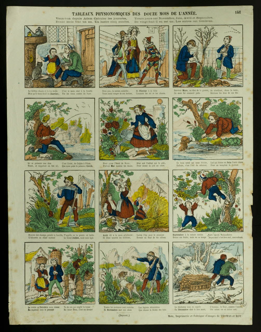 estampe TABLEAUX PHYSIONOMIQUES DES DOUZES MOIS DE L'ANNEE. 1953.86.4737 Photo