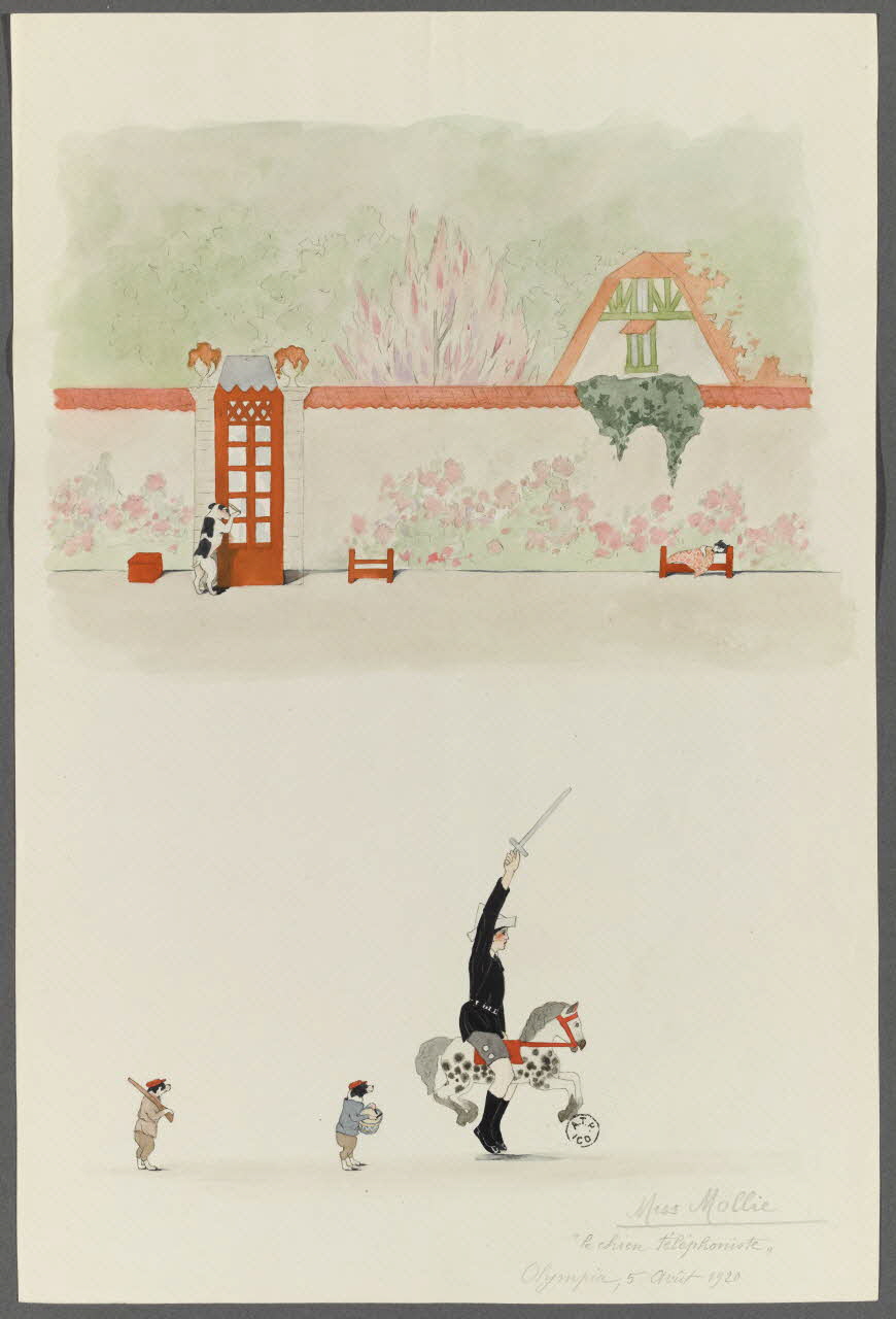 Marthe Vesque ; Juliette Vesque album Numéros de cirque : Miss Mollie, le chien téléphoniste 1920 1962.67.28 Photo RMN-Grand Palais (Mucem)