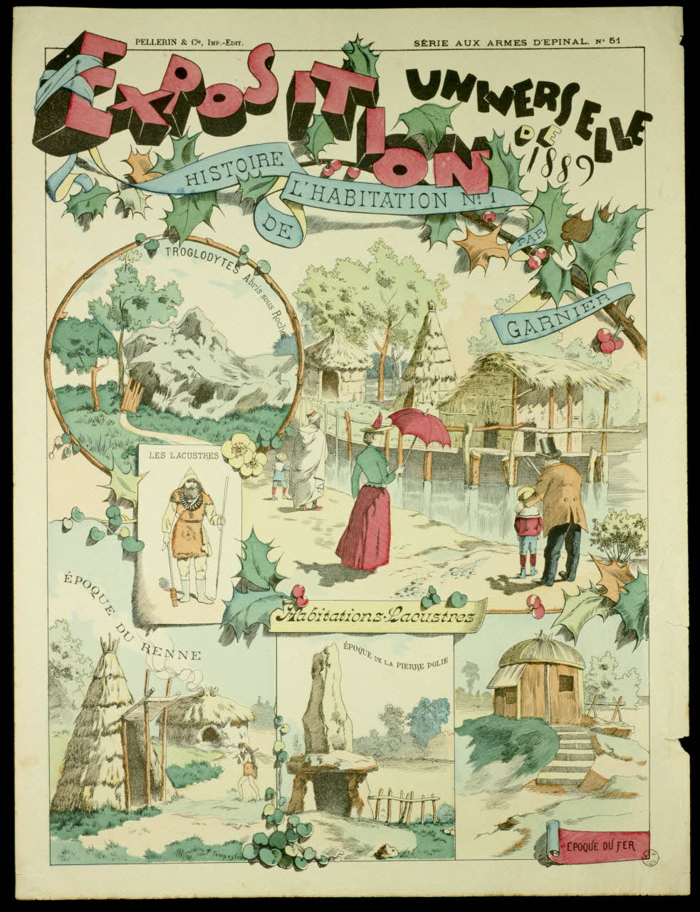 estampe ESPOSITION  UNIVERSELLE  DE  1889  HISTOIRE DE L'HABITATION N°1 PAR GARNIER 1953.86.4802 Photo
