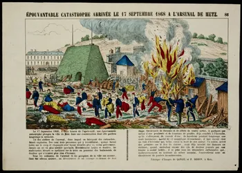 estampe EPOUVANTABLE CATASTROPHE ARRIVEE LE 17 SEPTEMBRE 1868 A L'ARSENAL DE METZ. 1953.86.4810 Photo