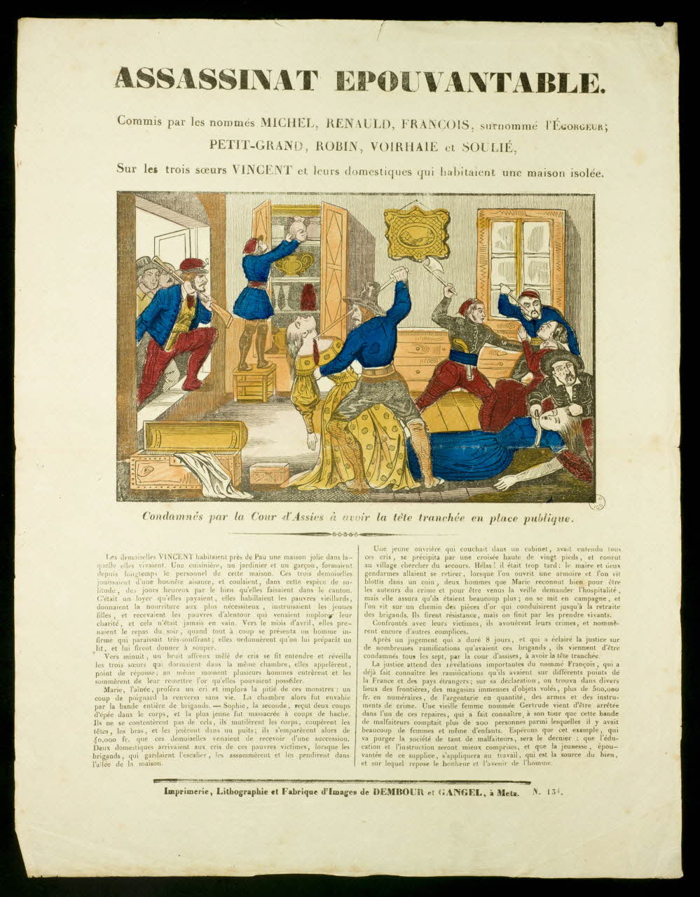 Dembour et Gangel estampe ASSASSINAT EPOUVANTABLE. Lorraine, France 1840-1852 1953.86.4823 Photo