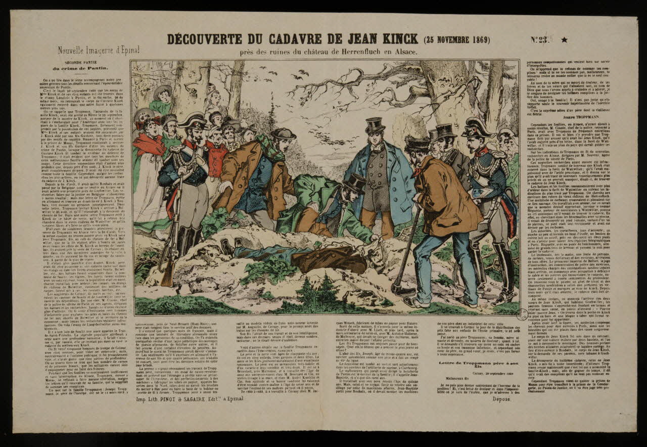 estampe DECOUVERTE DU CADAVRE DE JEAN KINCK. 1953.86.4835 Photo