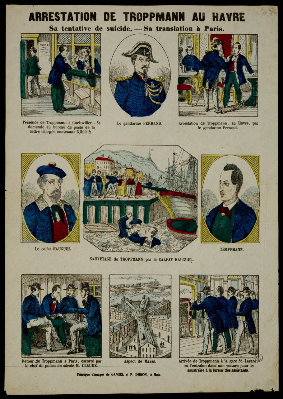 estampe ARRESTATION DE TROPPMAN AU HAVRE  Sa tentative de suicide. - Sa translation à Paris. 1953.86.4837 Photo