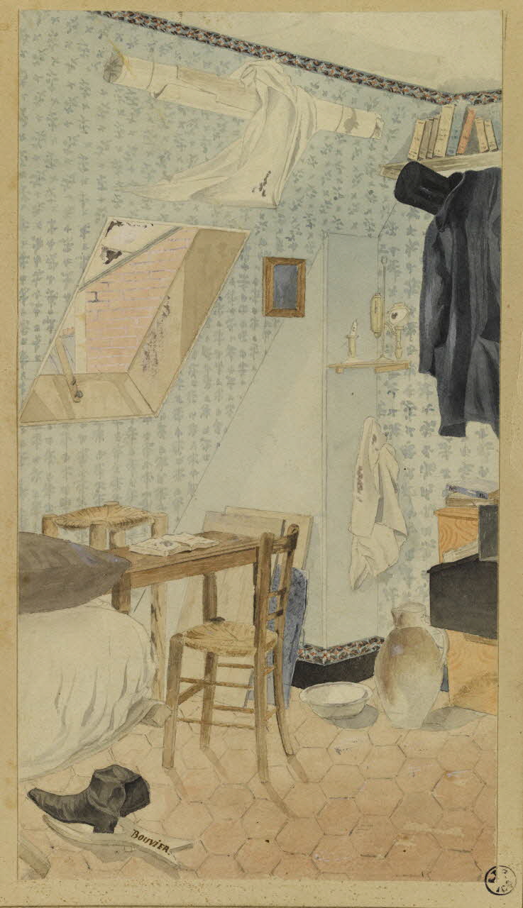 Bouvier dessin Une chambre d'Artiste en 1830. 1830 1942.1.10 Photo RMN-Grand Palais (Mucem)