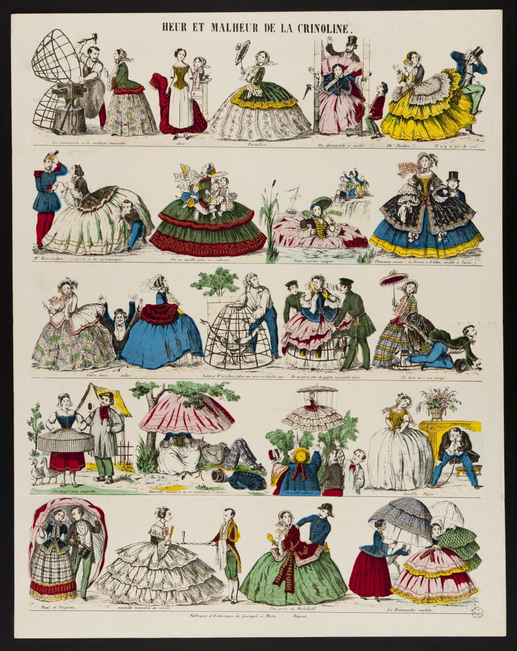 Charles Nicolas Gangel estampe HEUR ET MALHEUR DE LA CRINOLINE. Metz 1852-1858 1953.86.4868 Photo