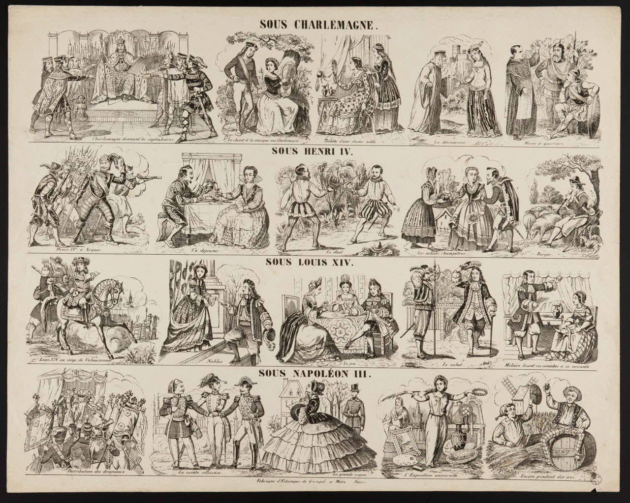 Charles Nicolas Gangel estampe SOUS CHARLEMAGNE  SOUS HENRI IV  SOUS LOUIS XIV  SOUS NAPOLEON III. Metz 1852-1858 1953.86.4878 Photo