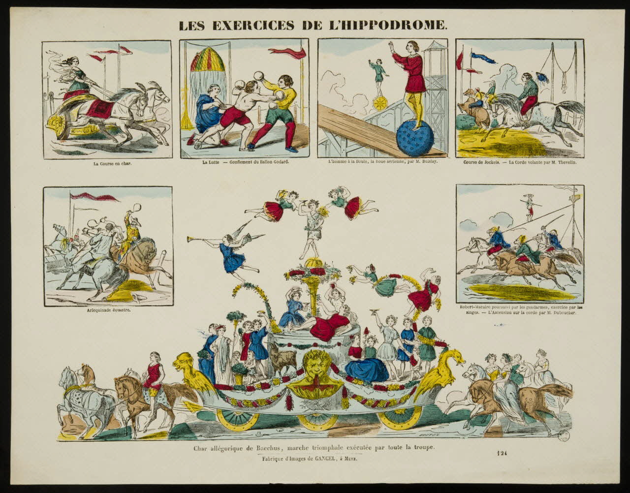 Charles Nicolas Gangel estampe LES EXERCICES DE L'HIPPODROME. Metz 1852-1858 1953.86.4924 Photo