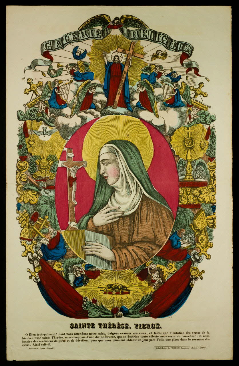 estampe GALERIE RELIGIEUSE  SAINTE THERESE, VIERGE. 1953.86.493 Photo